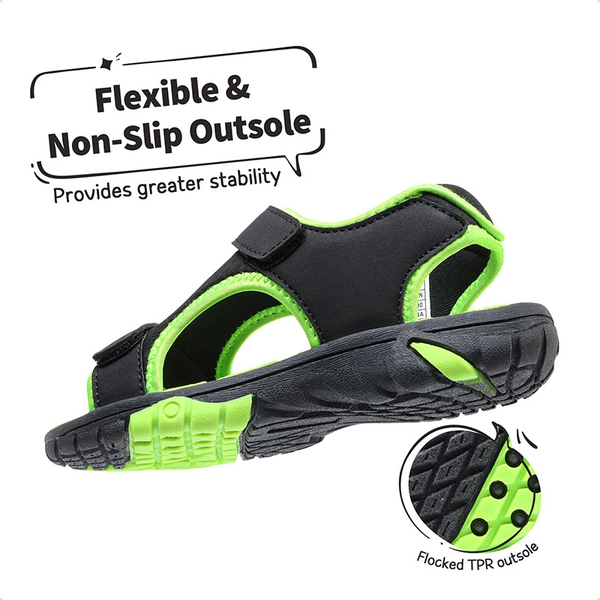 Kids Outdoor Quick Dry Sport Sandals - BLACK NEON GREEN - 1